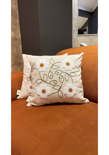 Papatya Punch Panç Nakışlı Kırlent Kılıfı 1 Adet 43 x 43 cm