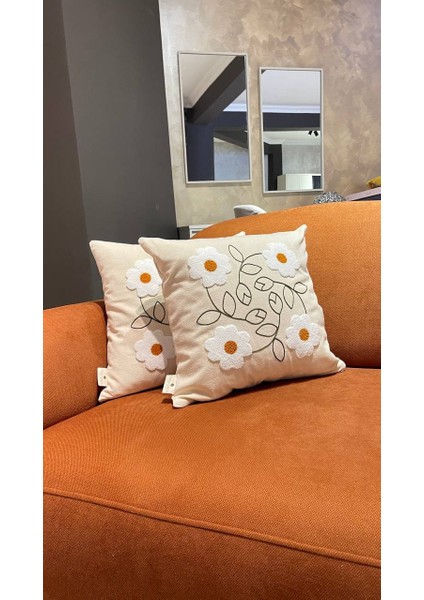 Papatya Punch Panç Nakışlı Kırlent Kılıfı 1 Adet 43 x 43 cm