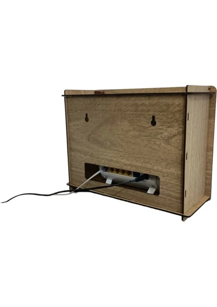 Modem Saklama Kutusu - 25X18X9 cm Dekoratif Ahşap Modem Saklama Kutusu Modem Rafı modelleri