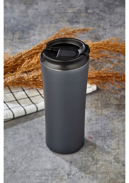 CKR-2050 Siyah 400 ml Bardaklı Paslanmaz Çelik Termos
