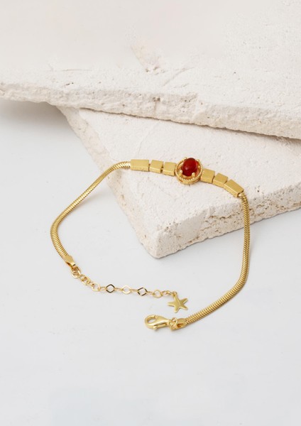 Akik Taşlı Balıksırtı Altın Bileklik 14 Ayar modelleri