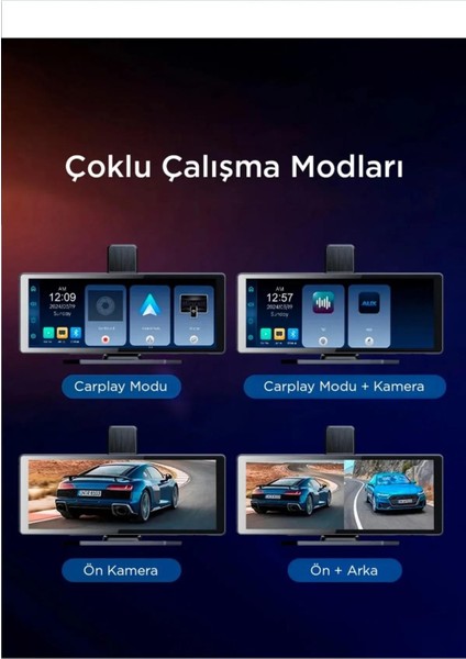 9,05 Inç 2.5k Quad Hd Wifi Carplay Ön Arka Araç Kamerası Ikisi Bir Arada Set Ios Android Navigasyon