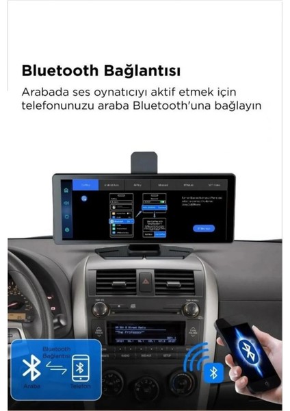 9,05 Inç 2.5k Quad Hd Wifi Carplay Ön Arka Araç Kamerası Ikisi Bir Arada Set Ios Android Navigasyon