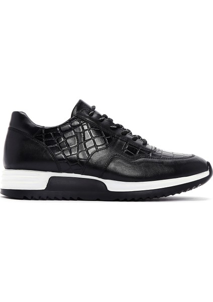 Erkek Siyah Bağcıklı Deri Sneaker 25SFD640014
