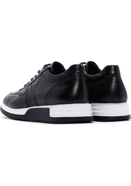 Erkek Siyah Bağcıklı Deri Sneaker 25SFD640014