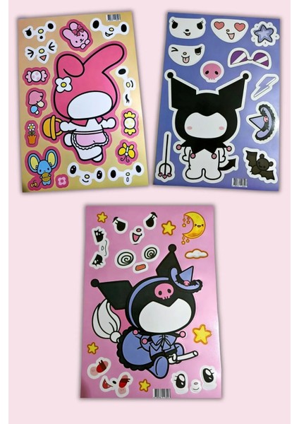 Hello Kitty,kuromi ve Arkadaşları, Kendin Yap Sticker, 3 Adet