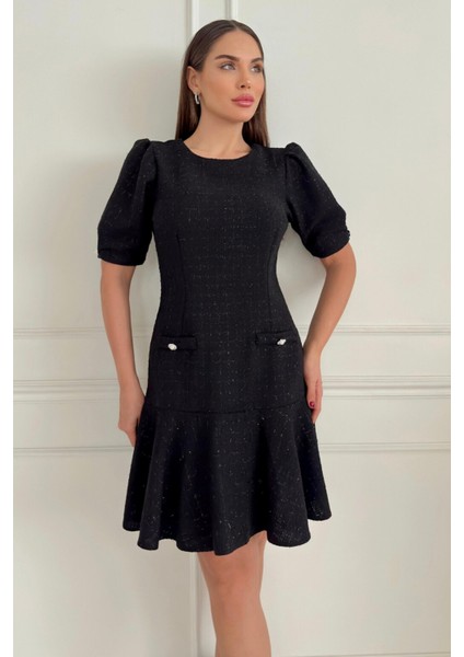 Tüvit Kumaş Midi Boy Sıfır Yaka Cep Detaylı Kadın Elbise 029 fiyatları