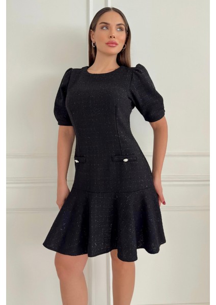 Tüvit Kumaş Midi Boy Sıfır Yaka Cep Detaylı Kadın Elbise 029 modelleri