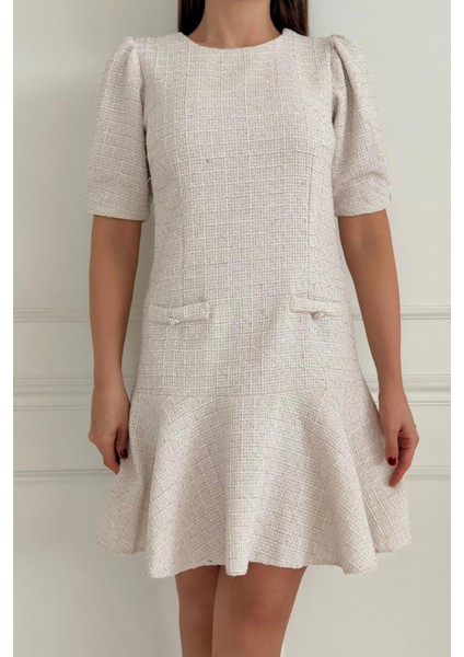 Tüvit Kumaş Midi Boy Sıfır Yaka Cep Detaylı Kadın Elbise 029 modelleri
