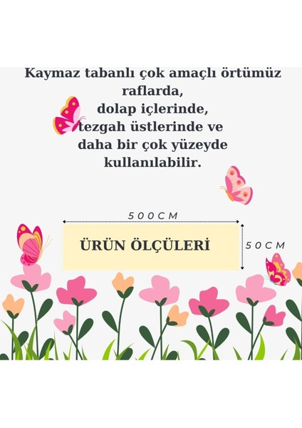 Desenli Raf ve Dolop Içi Örtüsü - Kaymaz Raf Örtüsü 50CM x 500 cm
