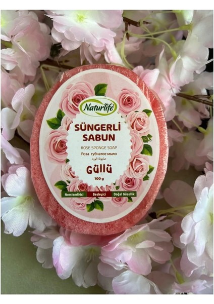 Doğal Nemlendirici Süngerli Sabun, Gül Özlü Besleyici Süngerli Sabunu 100 Gr.