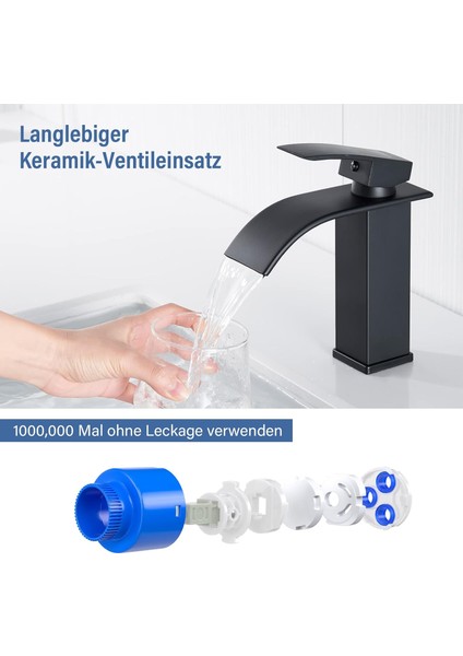 Siyah Mikser Banyo Paslanmaz Çelik Lavabo Bataryası Musluğu Tek Kollu Şelale Musluk fırsatları