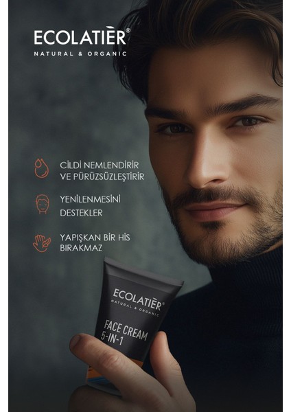 Erkek Yüz Kremi 5’i 1 Arada, %98 Doğal Nemlendirici Yüz Bakımı Erkek, 50 ml indirimleri