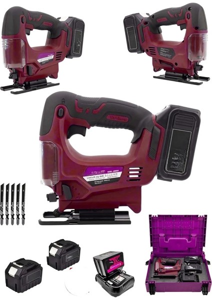 Alman 9820RP Şarjlı 2 Akülü Dekupaj Testere Jig Testere Makinası Akülü Kömürsüz Bakır Motor 10 Pilli