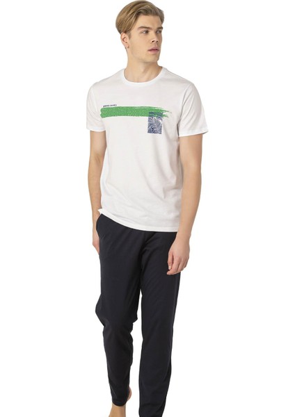 Pierre Cardin, Bisiklet Yaka, Baskılı, Yazlık Pijama Takım, %100 Pamuk
