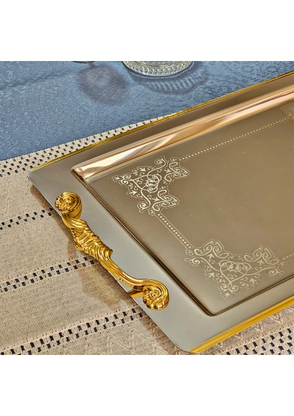 Sultan Gold Kaplama Tekli 1mm Paslanmaz Çelik Tepsi 18/10