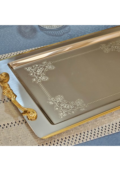 Sultan Gold Kaplama Tekli 1mm Paslanmaz Çelik Tepsi 18/10