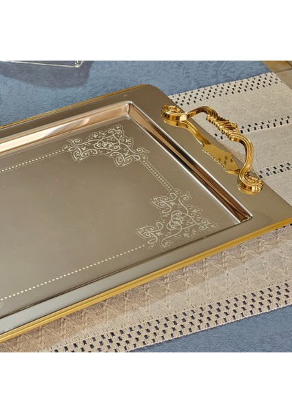 Sultan Gold Kaplama Tekli 1mm Paslanmaz Çelik Tepsi 18/10