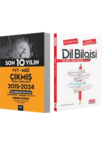 Tyt Msü Son 10 Yılın Çıkmış Soruları ve Dil Bilgisi Soru Bankası Seti 2 Kitap