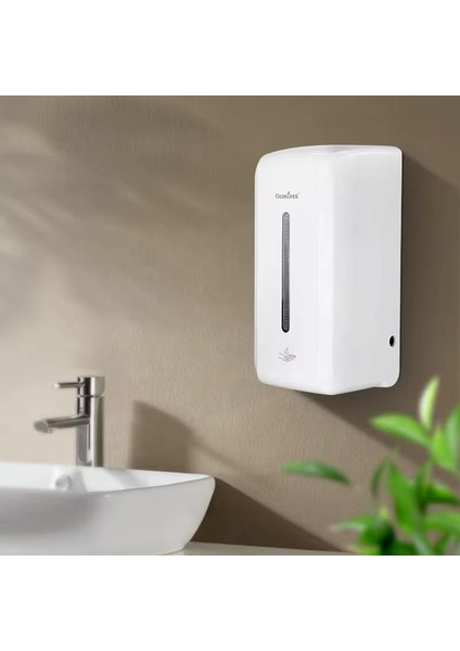 Sensörlü Sıvı Sabunluk Otomatik Fotoselli 1400 ml Büyük Boy Beyaz Pratik Askı Aparatı Pilli