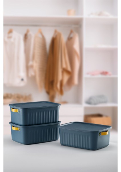 Boxify Mix 10 Lt 3 Adet Çok Amaçlı Düzenleyici Kapaklı Kutu, Dekoratif Saklama Kutusu, Organizer