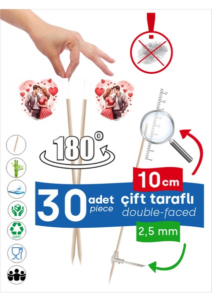 Kalp Içi Sevgili Baskılı Servis Kürdanı