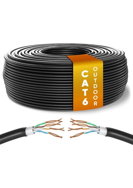 Cat6 Kablo AWG23 Bakır Tel Double Layer Iç ve Dış Mekan 100 metre