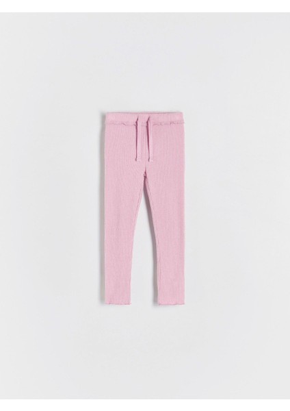 Pembe Kuğu Desenli Fitilli T-Shirt Tayt Alt-Üst Takım Kız Çocuk