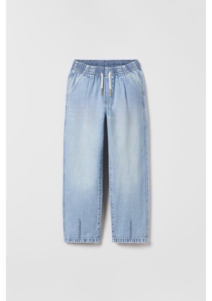 Lastikli Denim Jean Kız Çocuk