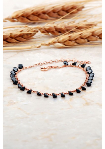 Oniks Taşlı Sallantılı Rose Gümüş Bileklik 4735 fiyatları