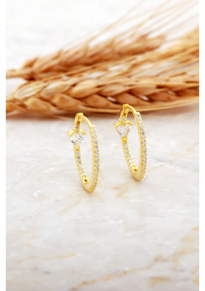 20 mm Kalp Tasarım Altın Kaplama Gümüş Halka Küpe 7186 fiyatları