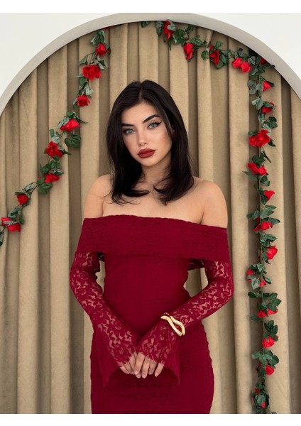 Arya Straplez Dantel Balık Elbise