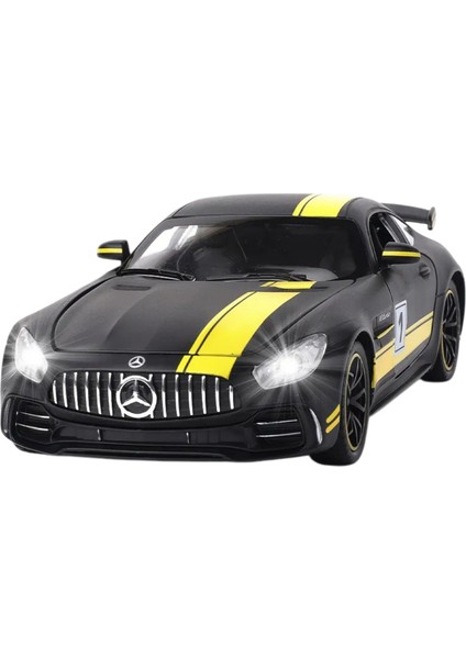 Mercedes 1:24 Amg Gtr Siyah Sesli Işıklı Çek Bırak Oyuncak Diecast Metal Spor Araba 20 cm