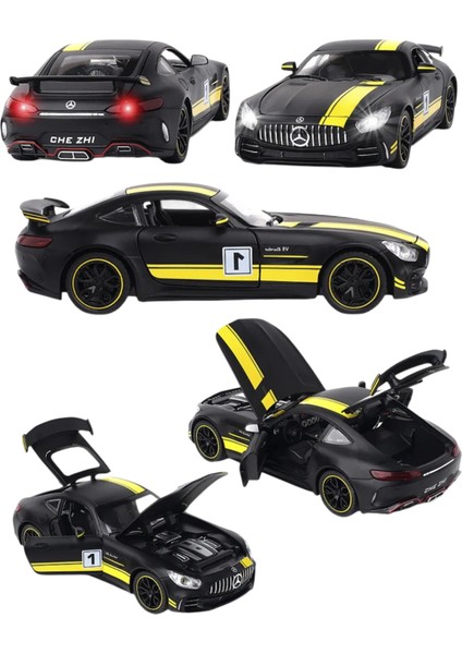 Mercedes 1:24 Amg Gtr Siyah Sesli Işıklı Çek Bırak Oyuncak Diecast Metal Spor Araba 20 cm fiyatları