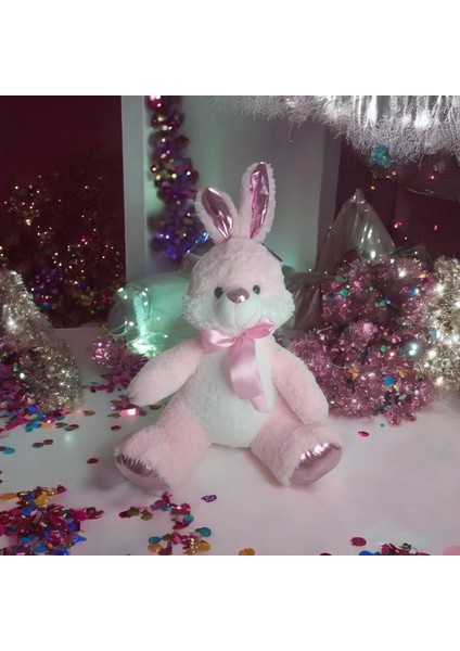 40 cm Pembe Parlak Peluş Tavşan