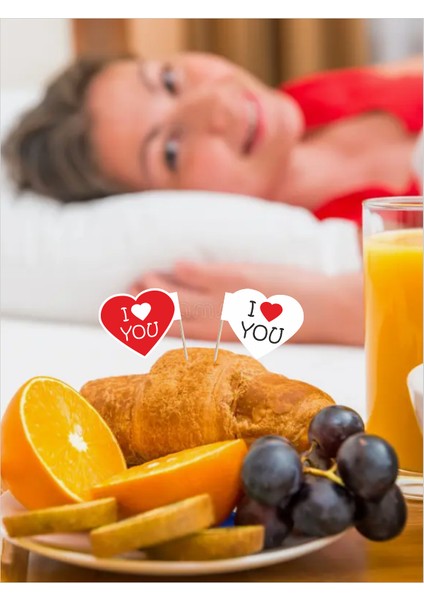 Kalp Içi I Love You Yazılı Pasta Kürdanı