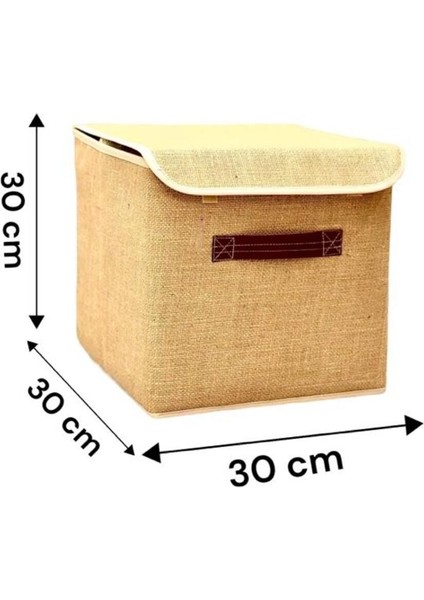 Jüt Kapaklı Dolap Içi Çamaşır Oyuncak Düzenleyici Katlanır Saklama Kutusu 30 x 30 x 30 cm ...