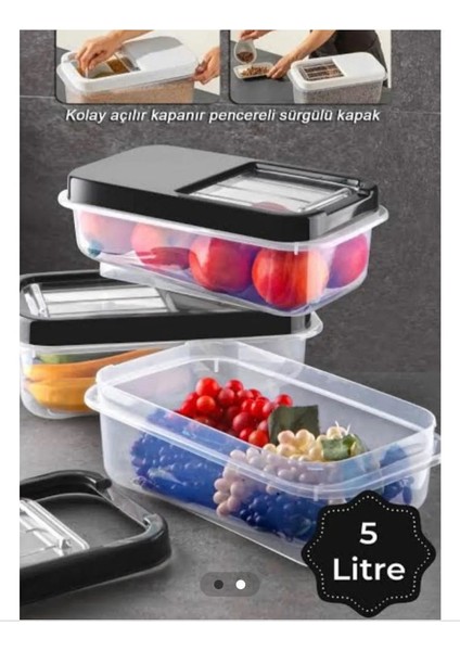 Avlar Store 5 Litre Kayar Sürgülü Kapaklı Çok Amaçlı Tahıl Mama Bakliyat Un Erzak Saklama Kabı (1 Adet) fiyatları