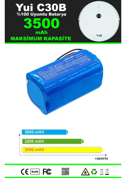 Yui C30B 3500mAh Robot Süpürge Bataryası - Gerçek Kapasite, Maksimum Güvenlik fiyatları