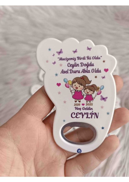 25 Adet Abla Kız Kardeş Ayak Şeklinde Açacak Magnet Yenidoğan Doğum Günü Mevlüt Hediyelikleri