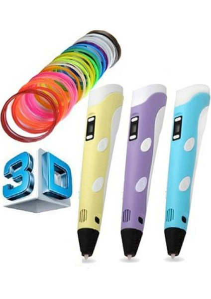 3D Pen Üç Boyutlu Yazıcı Kalem Printer 3 Renk Filament 3D Çizim Kalemi Çizim 3D Yazıcı fırsatları
