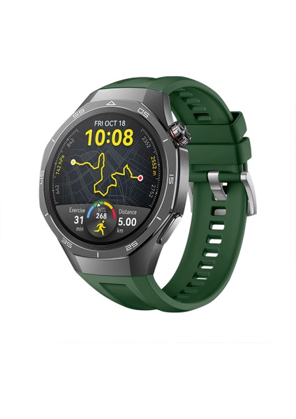 Huawei Watch Gt5 Pro 46MM Ile Tam Uyumlu Kordon Metal Tokalı Yumuşak Silikon Kordon Kayış