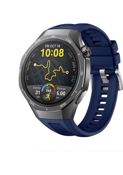 Huawei Watch Gt5 Pro 46MM Ile Tam Uyumlu Kordon Metal Tokalı Yumuşak Silikon Kordon Kayış