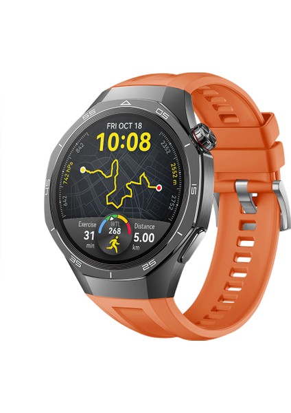 Huawei Watch Gt5 Pro 46MM Ile Tam Uyumlu Kordon Metal Tokalı Yumuşak Silikon Kordon Kayış