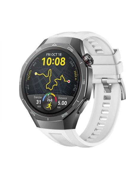 Huawei Watch Gt5 Pro 46MM Ile Tam Uyumlu Kordon Metal Tokalı Yumuşak Silikon Kordon Kayış