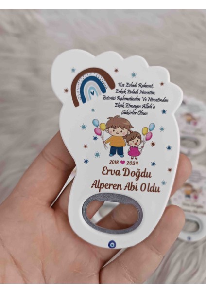25 Adet Abi Kız Kardeşli Ayak Açacak Magnet Yenidoğan Doğum Günü Mevlüt Hediyelikleri