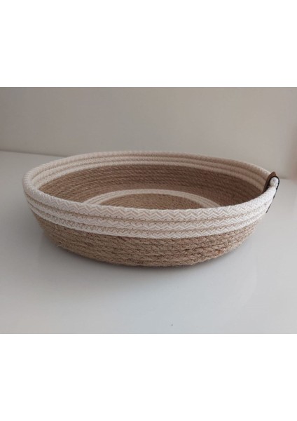 Tekno Trust Hasır&ekru Sepet Hasır Sepet Düzenleyici Organizer Dekorasyon Hediyelik - 25 x 5 cm