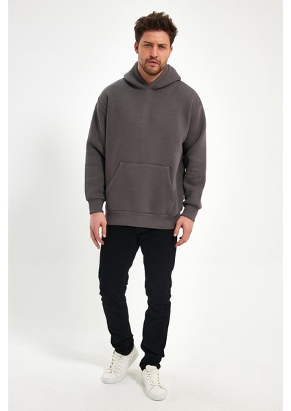 Unisex 3 İplik Şardonlu Kapüşonlu Sweat