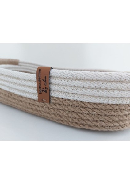 Tekno Trust Oval Hasır Sepet Dekorasyon Salon Moda El Emeği Handmade Sanat Tarz - 30 x 17 x 6 cm