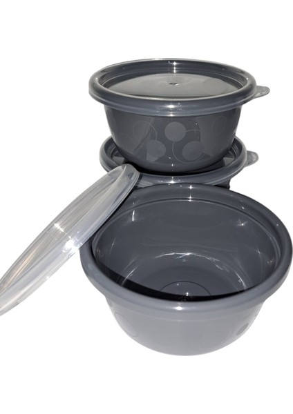 Tick Tock Hava Sızdırmaz Saklama Kabı 3'lü Set 3X250 ml Antrasit